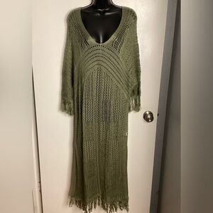 NWOT AQE Fashion Olive Green Knit Maxi Dress XL